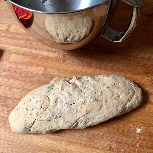 De-gassing the dough - cooking at home is fun
